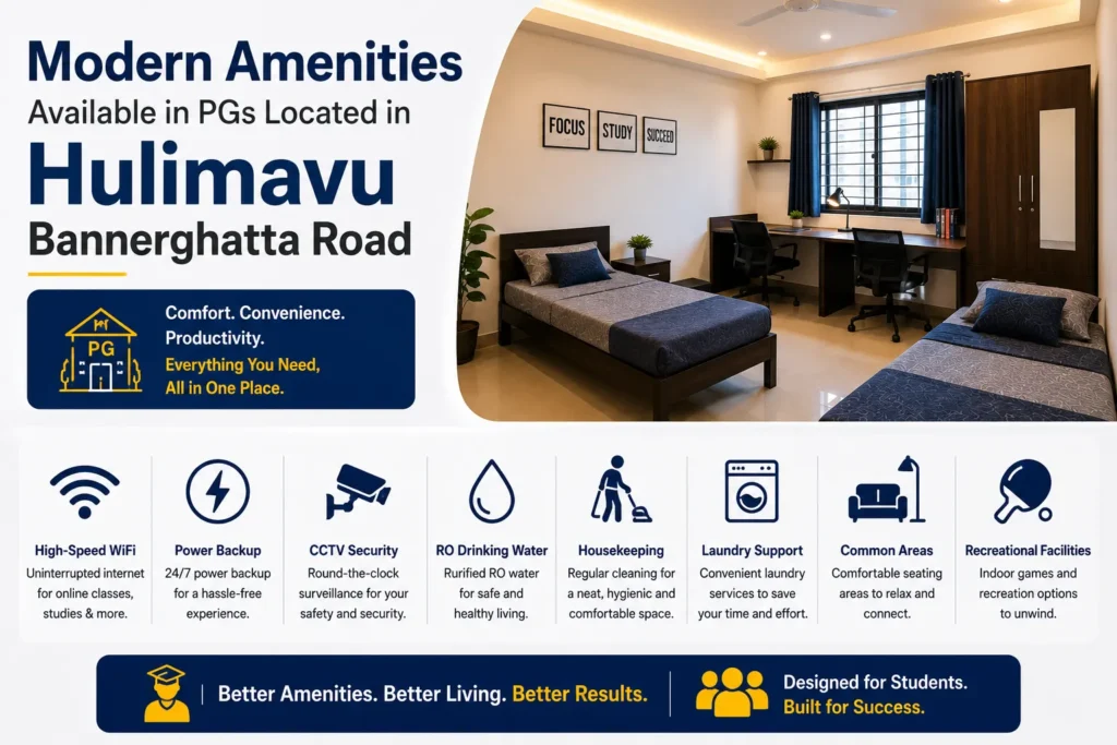 Modern Amenities Available in PGs Located in Hulimavu Bannerghatta Road